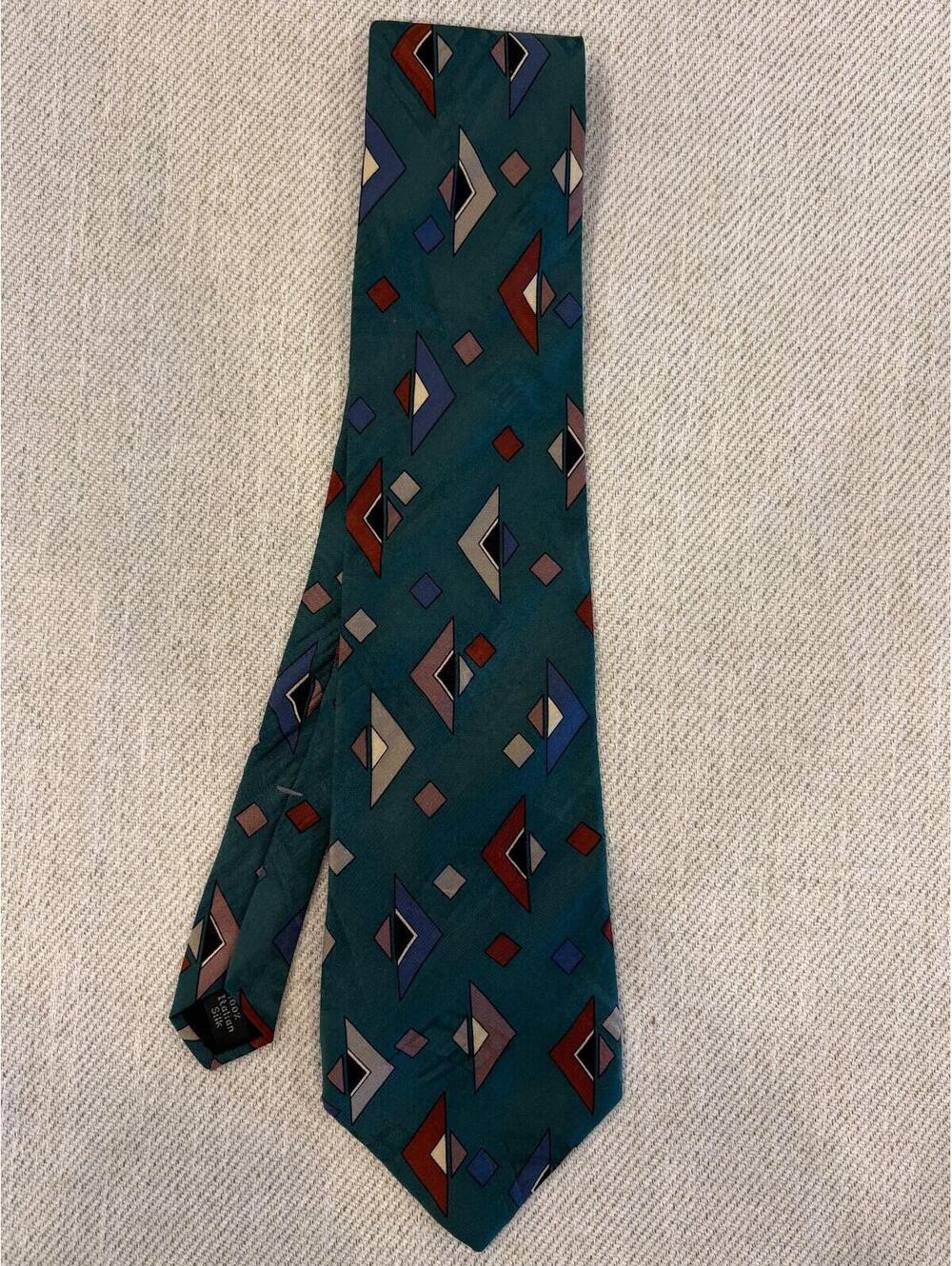 Bugatti Silk Tie VTG 90s Geometric Abstract Memphis Design